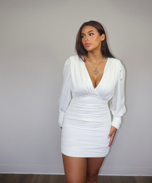 MIA DRAPED DRESS WHITE