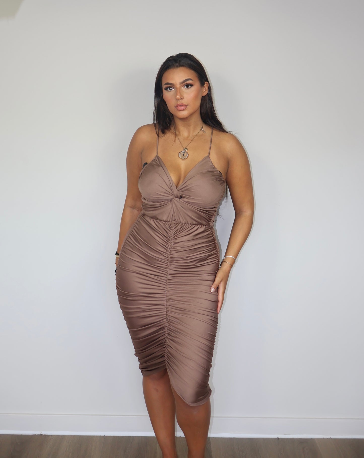 MILENA KNOT DRESS BROWN