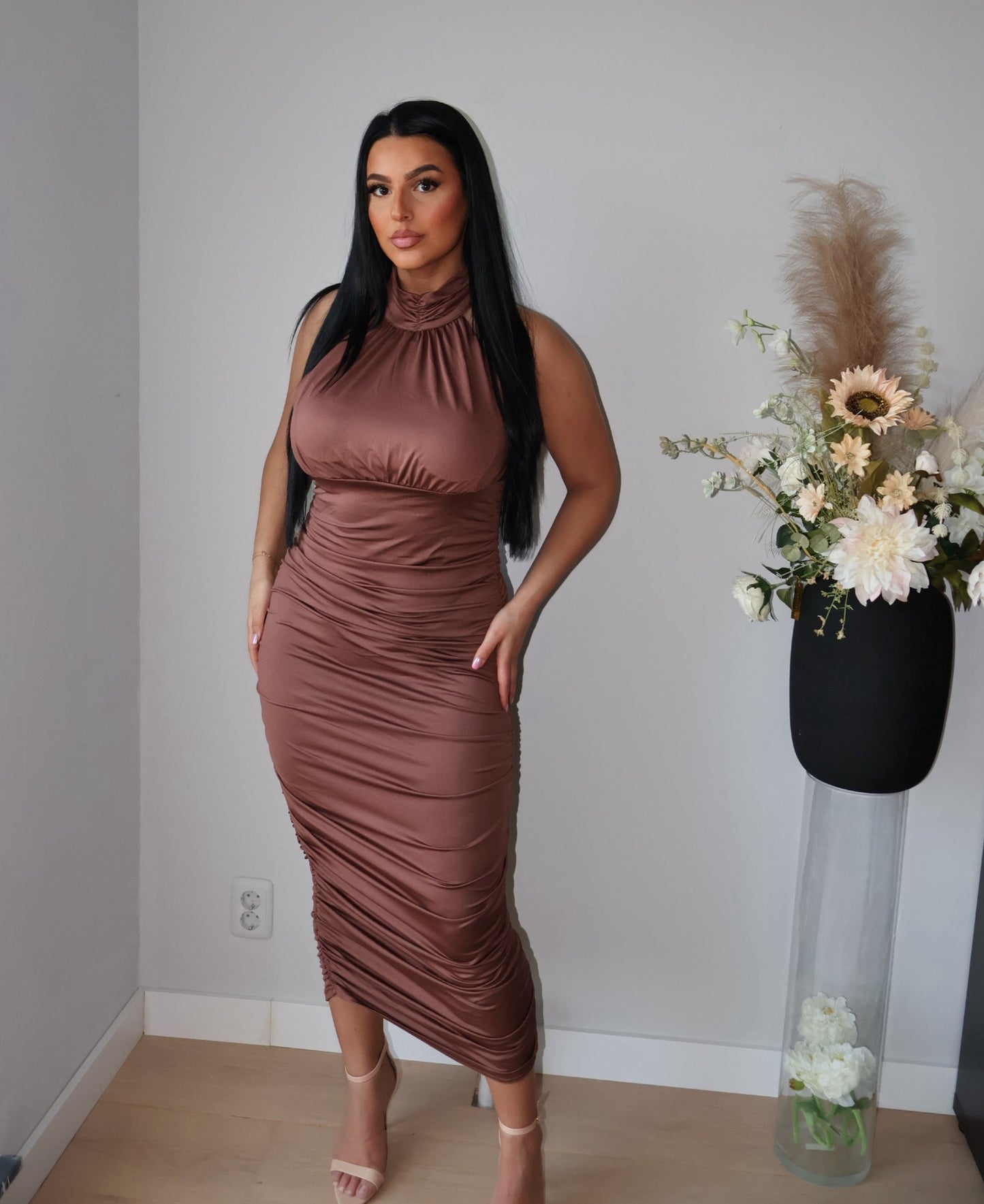 LOREN BODYCON DRESS BROWN