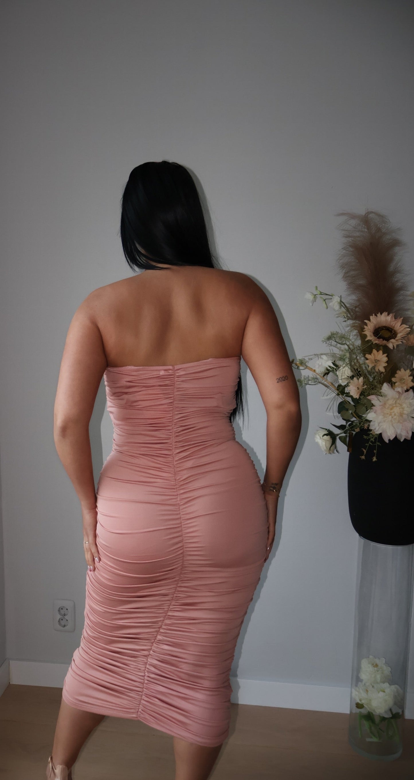 TOIRA STRAPLESS DRESS PINK