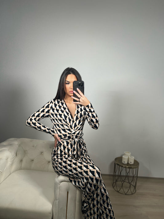 OLIVIA JUMPSUIT BLACK&BEIGE