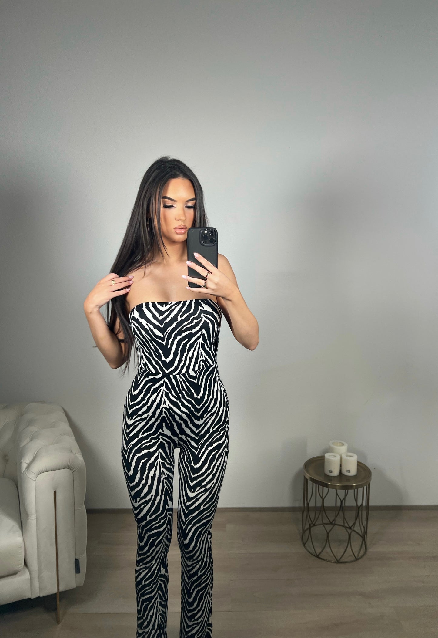 MIA ZEBRA JUMPSUIT BLACK&WHITE