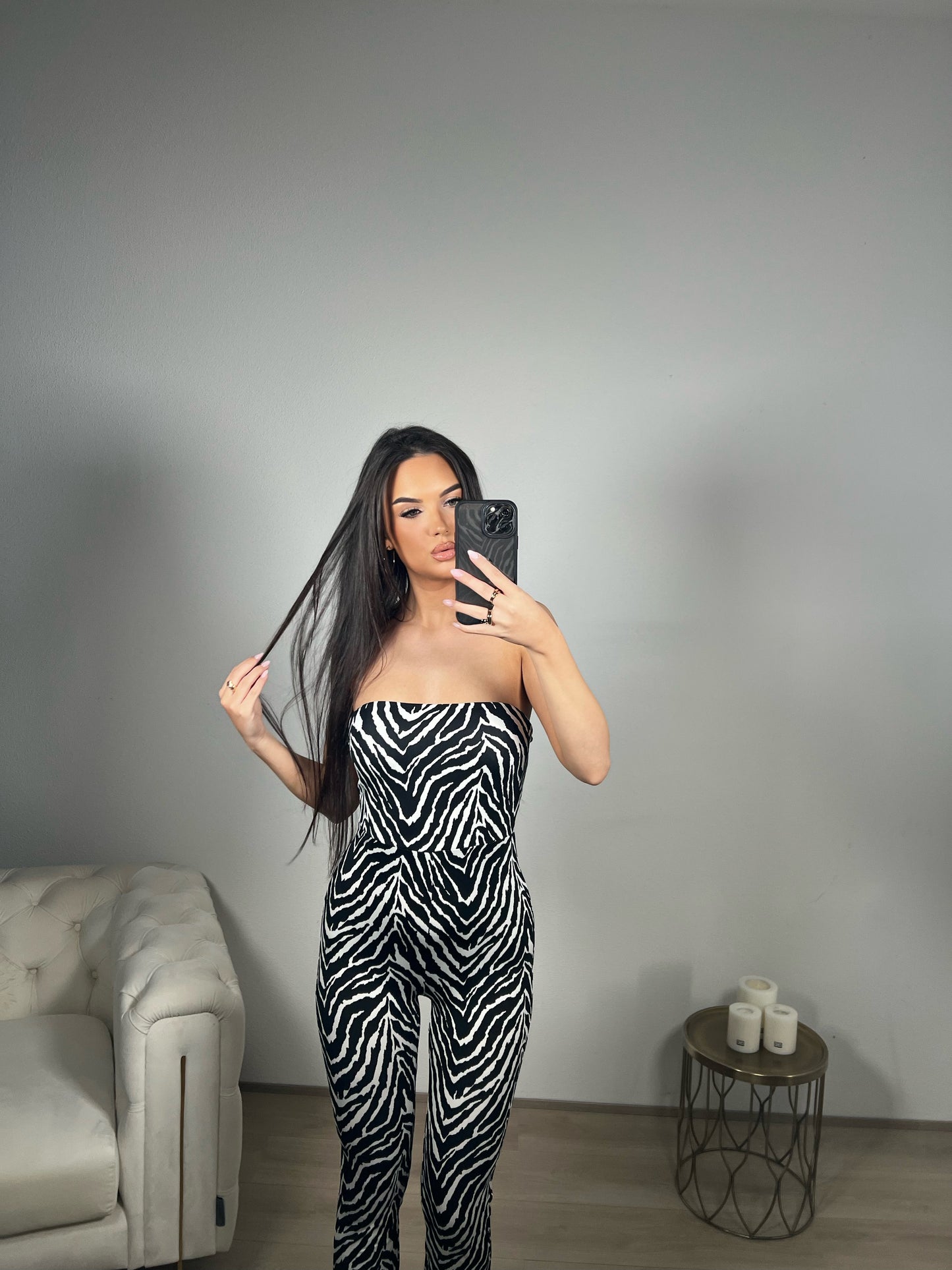 MIA ZEBRA JUMPSUIT BLACK&WHITE